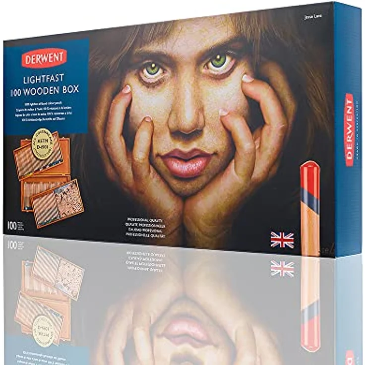 Derwent Lightfast Buntstifte, 100 Stück in Holz-Geschenkbox, 4 mm Runder Kern in Premium-Stärke, Cremige Textur, Ideal für Kunst, Zeichnen & Malen, Professionelle Qualität, 2305693 – Bild 1