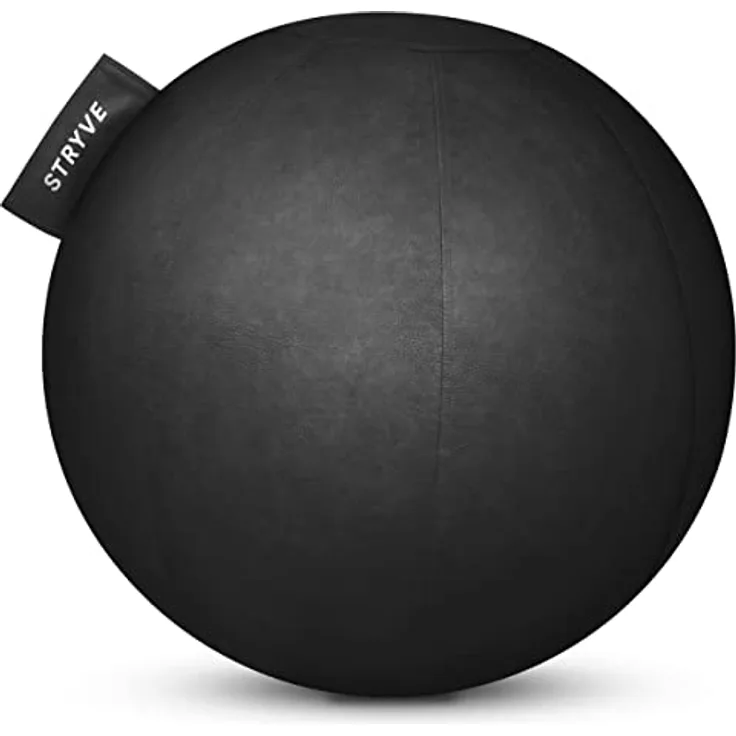 Stryve Gymnastikball 65cm All Black, ästhetischer Trainingsball für Rücken & Bauch – inkl. Luftpumpe