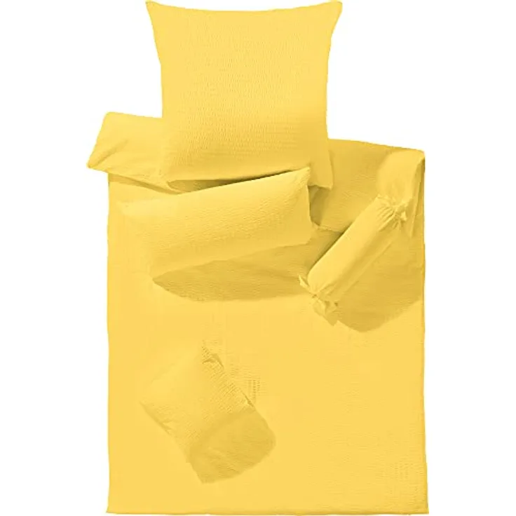 Erwin Müller Bettwäsche Rosenheim Seersucker gelb Größe 135x200 cm (40x80 cm)