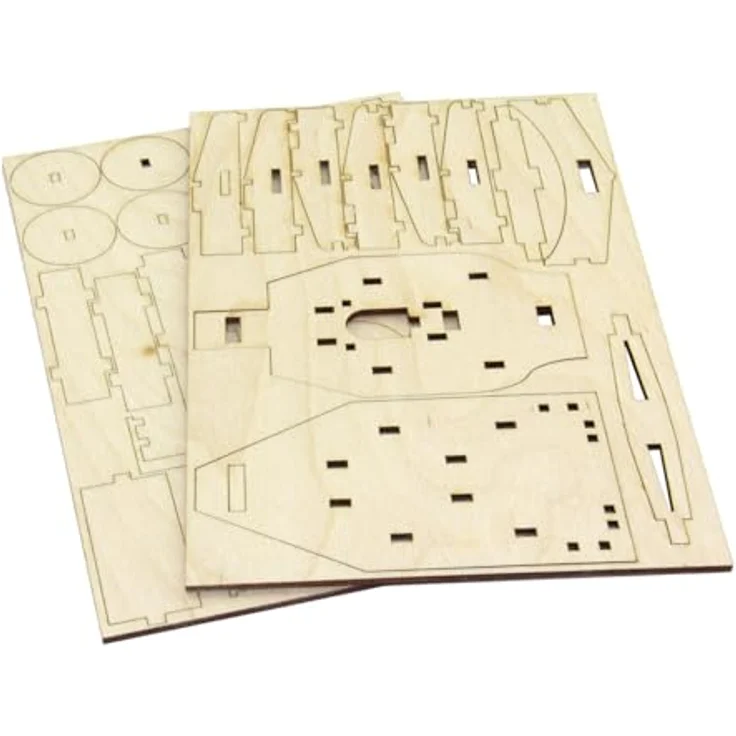 Sol Expert 3D Holz Puzzle Rennwagen, 43 präzise gelaserte Holzteile, ohne Kleber, aus beliebig colorierbarem Pappelholz, empfohlen ab 8 Jahren, Schwierigkeitsgrad mittel – Bild 4