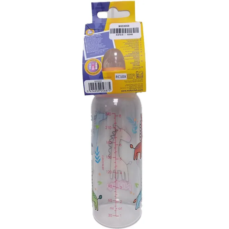Nûby Zuigfles 1.2.3 Flow, 240 ml Babyflasche mit Anti-Kolik-Sauger und variablem Fluss, für 0 Monate+