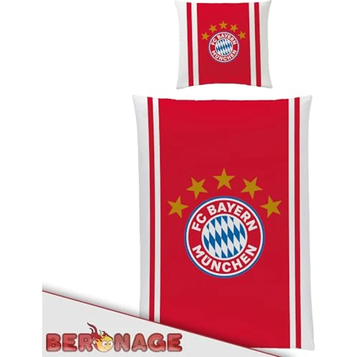 FC Bayern München Bettwäsche Mia San Mia 135 x 200 cm + 80 x 80 cm 100% Baumwolle Renforcé-Linon-Qualität Rekord-Meister Berni Alianz Arena Fußball FCB deutsche Größe mit Reißverschluss, rot weiß – Bild 4