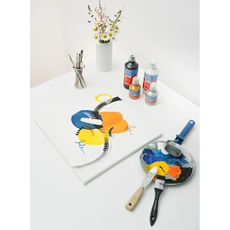 Aristo Acrylfarbe Cromar, Flüssigmalfarbe auf Wasserbasis, 500 ml, mittelgelb, hohe Leuchtkraft und ausgezeichnete Ergiebigkeit, ideal für Kindergarten und Schule – Bild 4