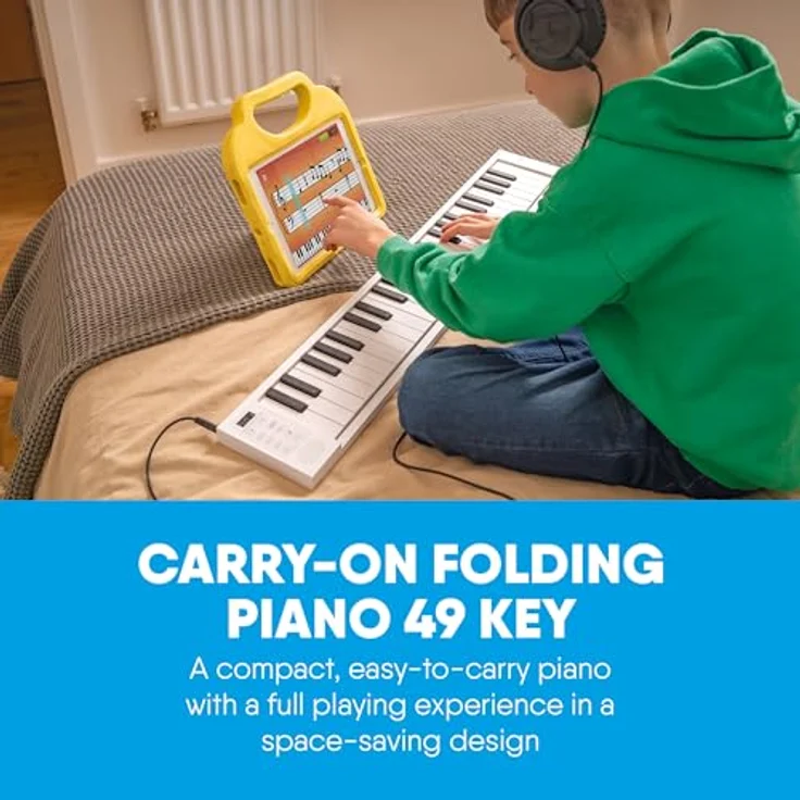 Blackstar Folding Piano 49, tragbares Keyboard mit 49 Tasten, 128 Klängen, weiß – Bild 2