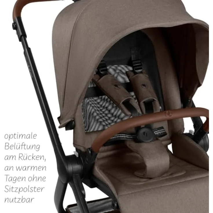 ABC Design City Life Kinderwagen / Buggy, leichter Kombikinderwagen mit 5-Punkt-Gurt, höhenverstellbarem Teleskopgriff und UV-Schutz 50+, Farbe: Nature – Bild 4
