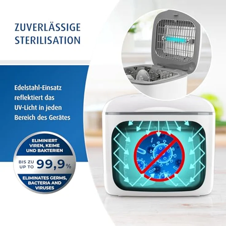 UV-C Desinfektionsgerät mit Trocknungsfunktion, Sterilisator für Babyflaschen und Baby Zubehör – Bild 3