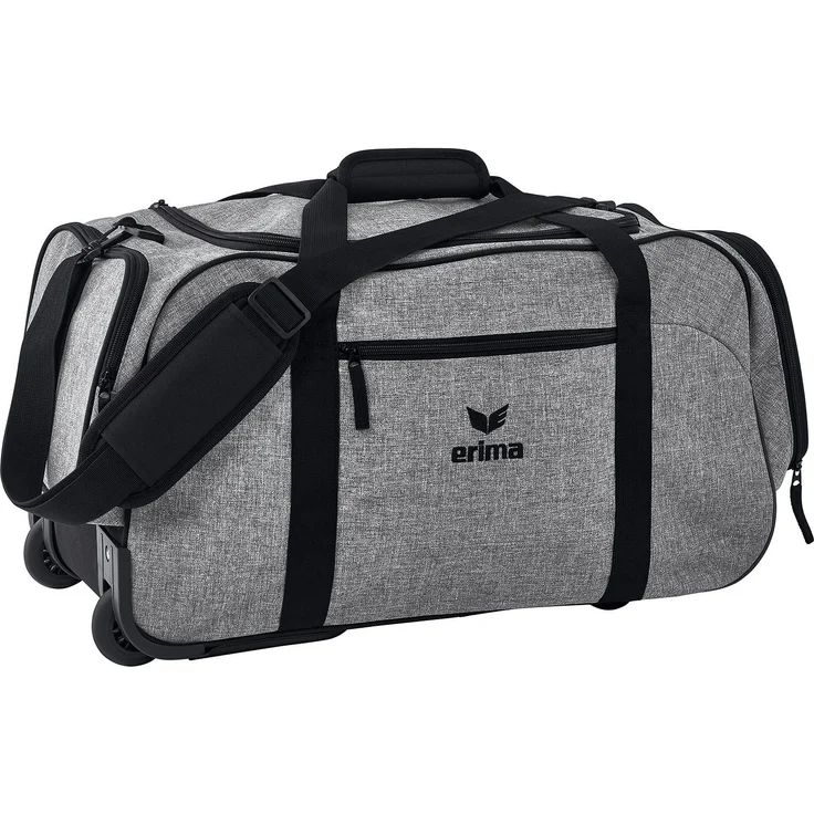 Erima Sporttasche Travel Line Rollentasche, geräumiges Nassfach, Seitentaschen mit Reißverschluss, schwarz – Bild 1