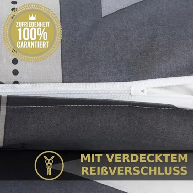 MALIKA Renforcé Bettwäsche Set 135x200 cm, Baumwolle, Oeko-TEX, mit Reißverschluss, rot, für Allergiker geeignet – Bild 5