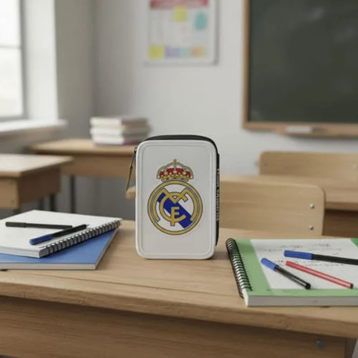 Cerda Schreibgeräteetui Real Madrid, 24-teiliges Federmäppchen mit hochwertigem Giotto-Zubehör für Schule und kreative Anwendungen – Bild 3