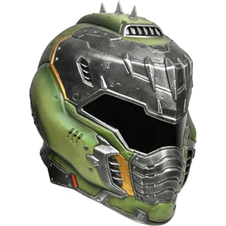 DPI Merchandising DOOM: The Dark Ages Helm-Replik-Bundle, tragbare Helmreplika mit LED-Lichteffekten, inklusive blauer Schlüsselkartenreplika und 3 gewebten Aufnähern – Bild 5
