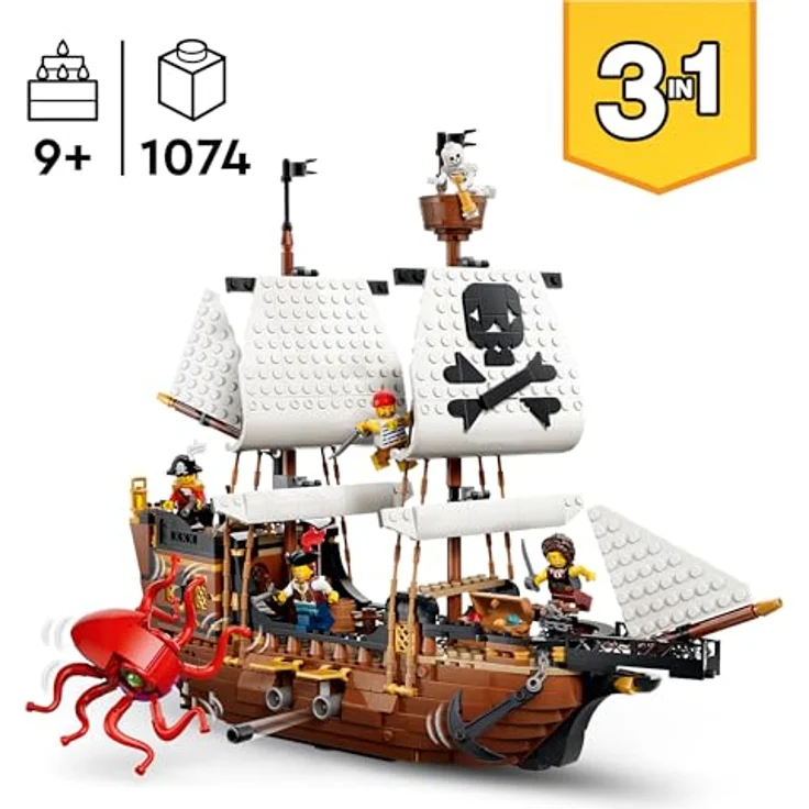 LEGO Creator Legendäres Piratenschiff 3-in-1 Bauset mit Burg und Zwillingsbooten, Spielzeug mit 5 Minifiguren für Kinder ab 9 Jahren - 31387 – Bild 2