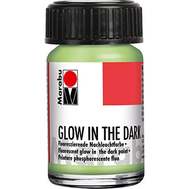 Marabu Glow in the Dark Set "Dream", fluoreszierende Nachleuchtfarbe auf Wasserbasis, 3 x 15 ml in Nachleucht-Grün und Nachleucht-Pink, wischfest und bedingt lichtecht, zum Pinseln, Spachteln und Schablonieren – Bild 3