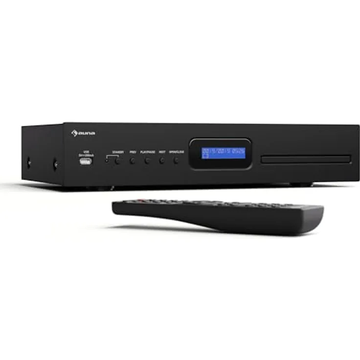 Auna Art22, HiFi CD-Player mit Slot-In Laufwerk, USB-Eingang, CD-MP3 Wiedergabe, 130 W Klangqualität, optische & koaxiale Ausgänge, Schwarz
