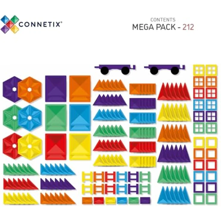 Connetix Rainbow Mega Pack Magnetbausteine, 212 Teile, Regenbogenfarben, pädagogisches Lernspiel – Bild 6