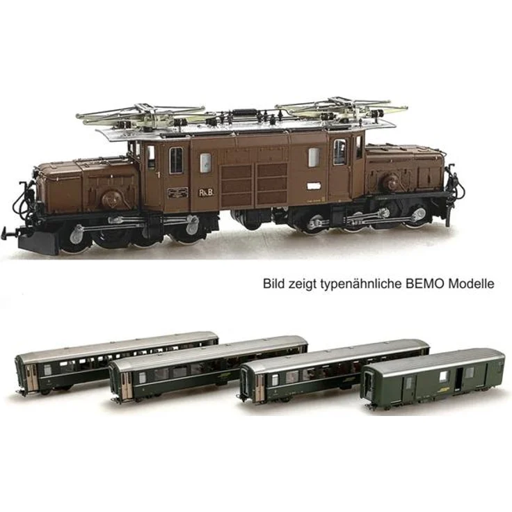 Kato RhB Personenzug E-Lok Ge 6/6 I Krokodil, inkl. 3 Personenwagen und 1 Gepäckwagen