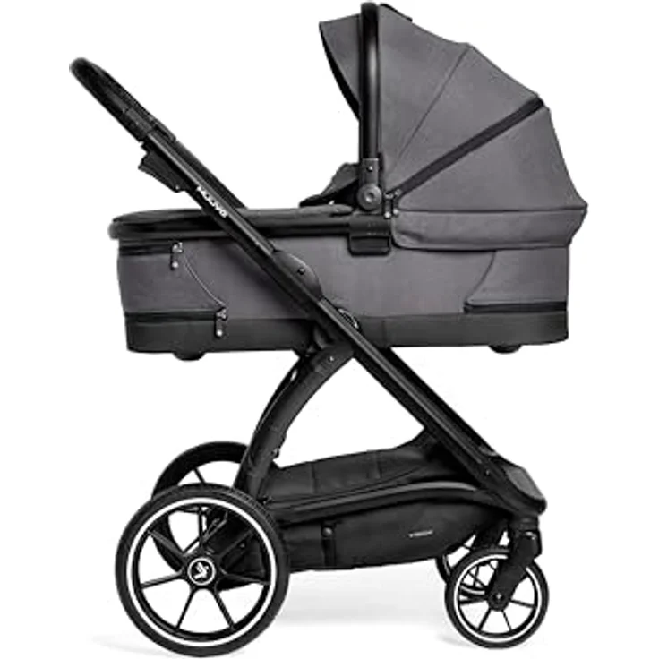 Muuvo Trick 2in1 Kombi Kinderwagen SET, flach zusammenklappbar mit 3D-Airflow-Belüftung, integriertes Moskitonetz, Sonnenschutz, Iron Graphite – Bild 1