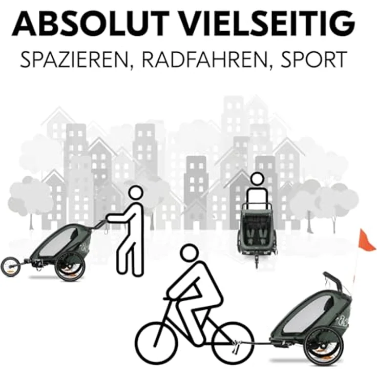 Hauck Fahrradkinderanhänger Bike N Walk Duo, für 2 Kinder, inkl. Deichsel – Bild 4