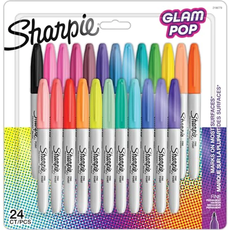 Sharpie Permanentmarker Glam Pop, feine Spitze, 24er Pack, bunte Farben – Bild 1