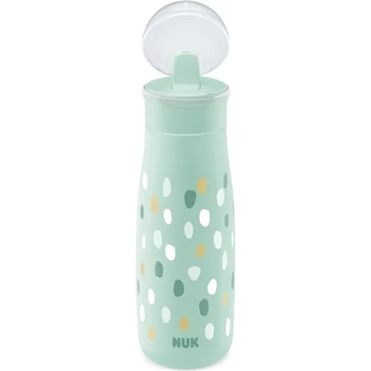 NUK Mini-Me Flip, Kinderwasserflasche mit Strohhalm, auslaufsicher, bruchsicher, 450 ml, Minze/Pünktchen, für Kleinkinder ab 12 Monate – Bild 4
