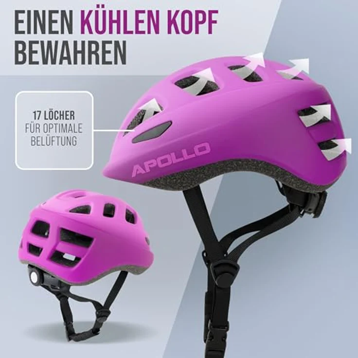 Apollo Kinder Fahrradhelm, Multisport Helm für Kinder & Jugendliche, verstellbar, ab 3 Jahre, Größe 48-52 cm (S), trendige Farben & Muster, mit Reflektor, Sicherheit für Fahrrad & Roller – Bild 4