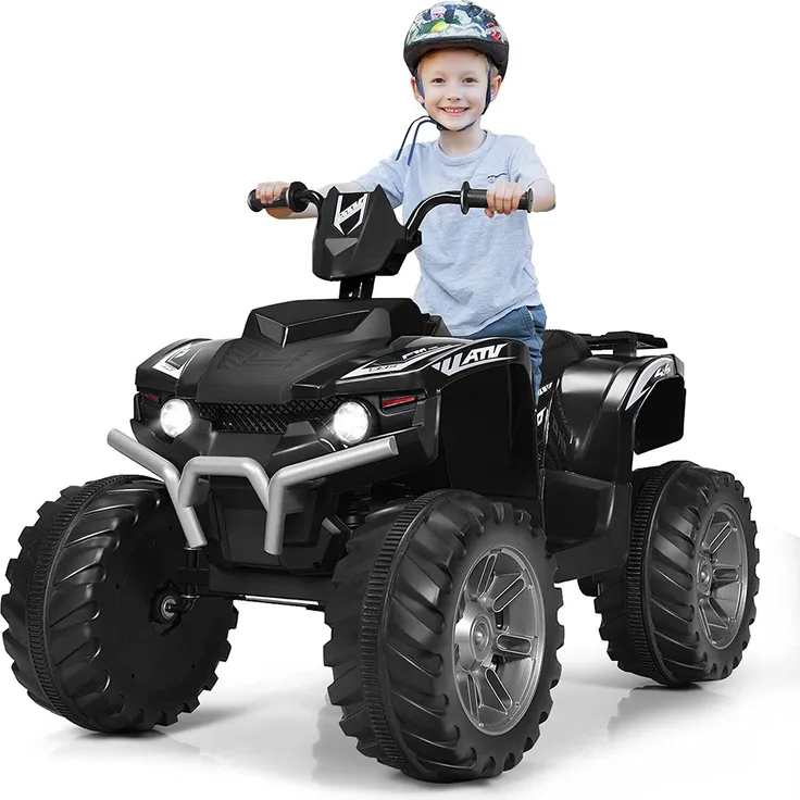 GOPLUS 12V Kinder-Elektroquad, Batteriebetriebenes Auto mit LED-Scheinwerfern, Musik, Hupe, Bluetooth, Langsamer Start, Quad Motorrad, Blau
