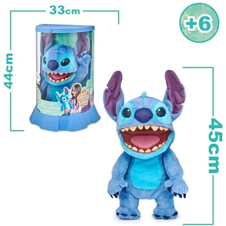 Famosa Disney Stitch Puppetronic, elektronisches Plüschtier mit über 100 Aktionen und Geräuschen, 45 cm, blau – Bild 3