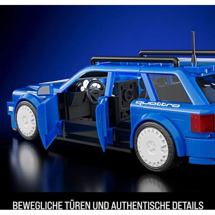 Mattel® Modellbausatz 94 Audi Avant RS2, Maßstab 1:32 mit Aufklebern, 2 Radkappen-Sets und Die-Cast-Auto – Bild 6