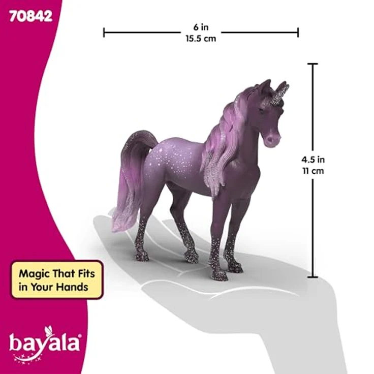Schleich Galaxy Regenbogen Einhorn Stute 70842, BAYALA Figur in lila Tönen mit funkelnden Details, 15,4 x 3,4 x 11,1 cm – Bild 4