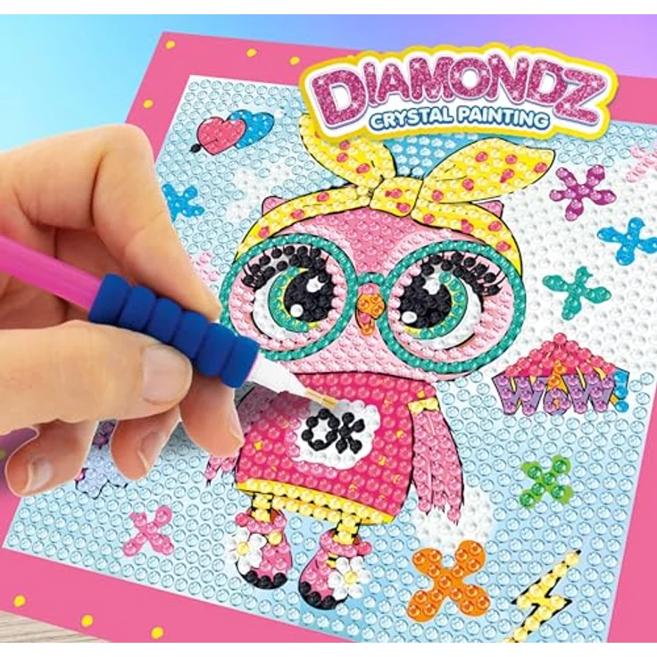 CRAZE DIAMONDZ Starter Set Fashion - Diamond Painting Kinder EULE Schablone, DIY Diamant Malerei Kinder Bastelset, 15x15cm – Bild 2