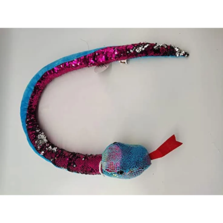 Plüschtier Plüschschlange XXL Plüsch-Schlange weich gefüllt, ideal zum Trösten Kuscheln Einschlafhilfe Toys Schlange Snake Kuscheltier (Blau Pink Glitzer 110 cm) – Bild 3
