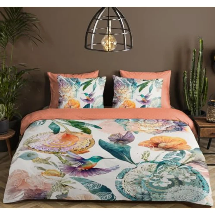 Hip Satin Bettwäsche Bernice 100% Baumwolle | ÖKO-TEX zertifiziert | Hautfreundlich & atmungsaktiv | Kolibri Mandala Terra bunt – Bild 2
