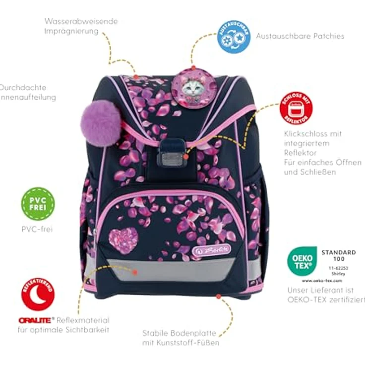 Herlitz Blossom Dance, Schulranzen Set 6-teilig, ergonomisch, ultraleicht, 16 L, für 1. Klasse, Jungen und Mädchen – Bild 4