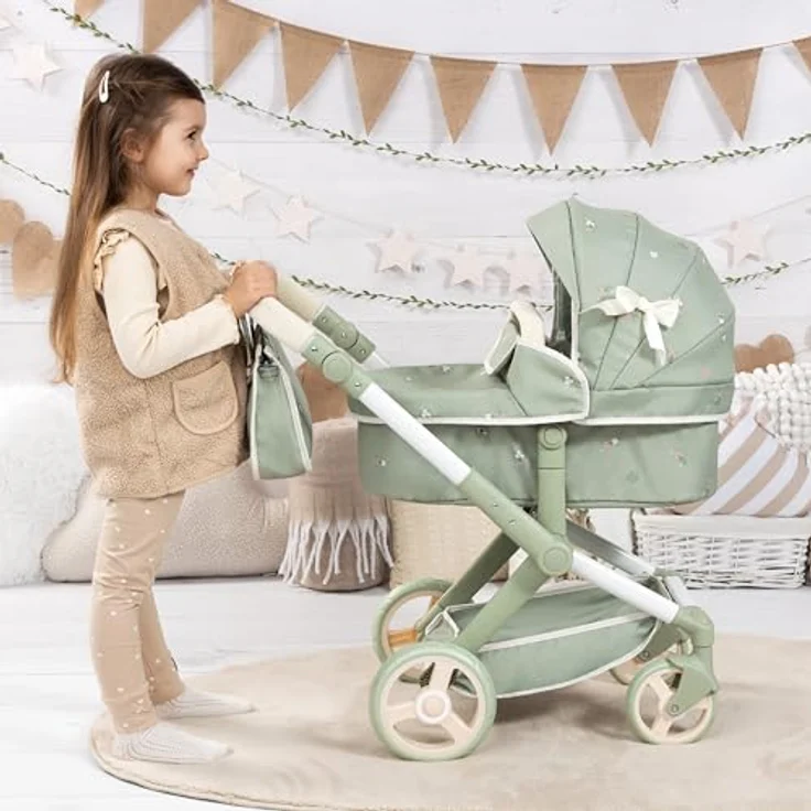 Bayer Design Puppenwagen Xeo, höhenverstellbar und wandelbar, mit Tasche und schwenkbaren Vorderrädern, für Puppen bis 46 cm – Bild 2