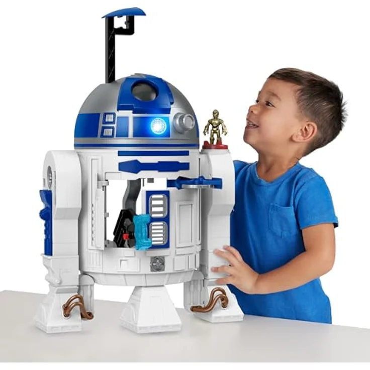 Fisher-Price Imaginext STAR WARS-R2-D2, interaktives Spielzeug (ca. 44 cm) mit Lichtern, Geräuschen und C-3PO Die-Cast-Figur, für Kinder ab 3 Jahren, HXG52 – Bild 2