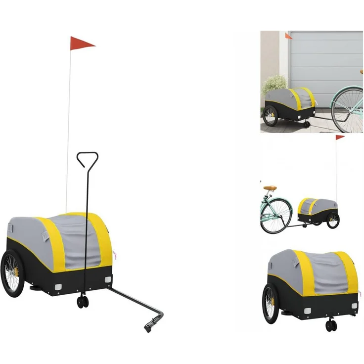 vidaXL Fahrradkinderanhänger Fahrradanhänger Schwarz und Gelb 30 kg Eisen, Robustes Material mit praktischem Design – Bild 1