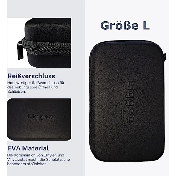 Provance Federmappe Schutztasche für Stifte Bürobedarf Außenabmessungen 180 x 100 x 60 mm Innenabmessungen 175 x 95 x 58 mm Stoßschutz Schwarz (L) – Bild 4