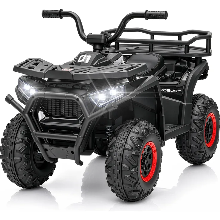 LEADZM Kinder Quad Elektro 24V 4,5Ah 25W ATV, für Kinder 3-6 Jahre, Schwarz, sanfter Start, hohe Fahrstabilität, Musik und Hupensoundeffekte, langlebige Reifen