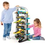 MOLTO 6-stöckiges Parkhaus mit automatischem Aufzug, Hubschrauberlande, Service Station und Grease Station, Kinderspielzeug für Kinder ab 3 Jahren, 62 x 47 x 94 cm