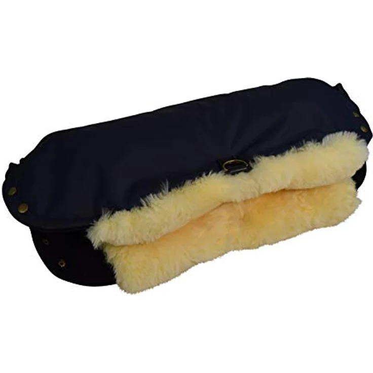 Naturasan Lammfell Handwärmer, warmer Kinderwagen Handmuff mit Lammfell Innenfutter, Muff, Kiwa, Buggy, Jogger, Radanhänger, HW-02 (Navy) – Bild 4