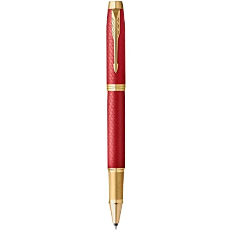 Parker IM Premium G.C. F, Rollerball Schreibstift mit goldenen Zierteilen, rot, 1 x, nachfüllbar