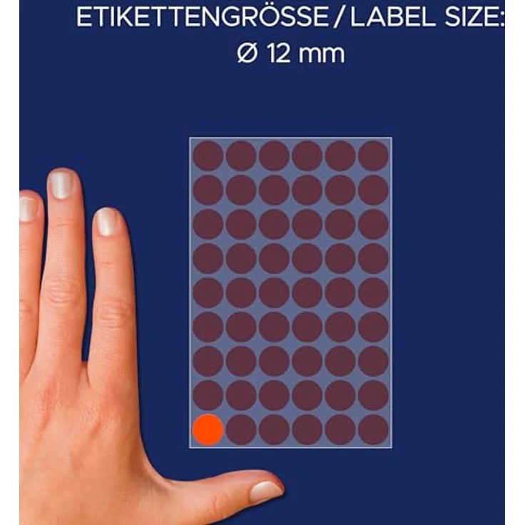 AVERY Zweckform Klebepunkte 3147, leuchtrote Markierungspunkte Ø 12,0 mm, 270 Stück, beschriftbar – Bild 3