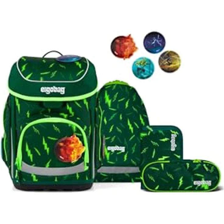 ergobag cubo Set, ergonomischer Schulranzen 5-teilig mit höhenverstellbarem Tragesystem, schwarz – Bild 1