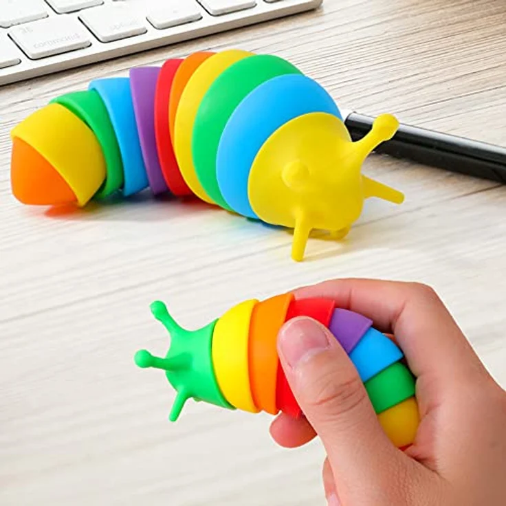 Yolistar Fidget Slug Spielzeug, 2 Stück, Flexible Dekompressionsschnecke für Kinder und Erwachsene, Stressabbau, Gartendekoration – Bild 4