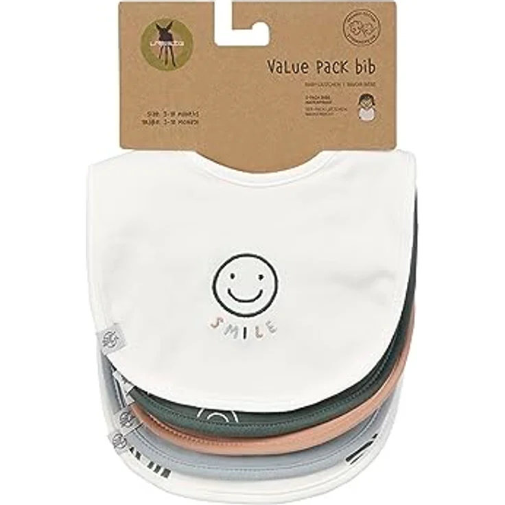 LÄSSIG Baby Kleinkind Lätzchen Set (5 St.) Klettverschluss Baumwolle wasserdicht/Value Pack Bib Tiny Smile – Bild 4