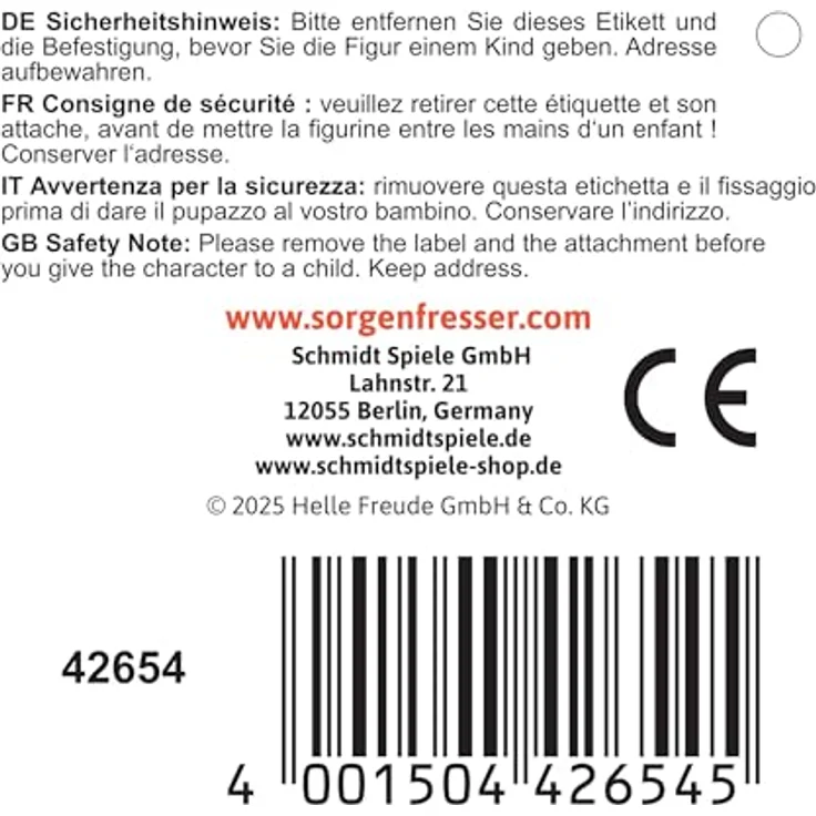 Schmidt Spiele Sorgenfresser Aye-Q 28,5 cm Plüschfigur, hochwertiger Plüsch in Treu wie Gold Design – Bild 2
