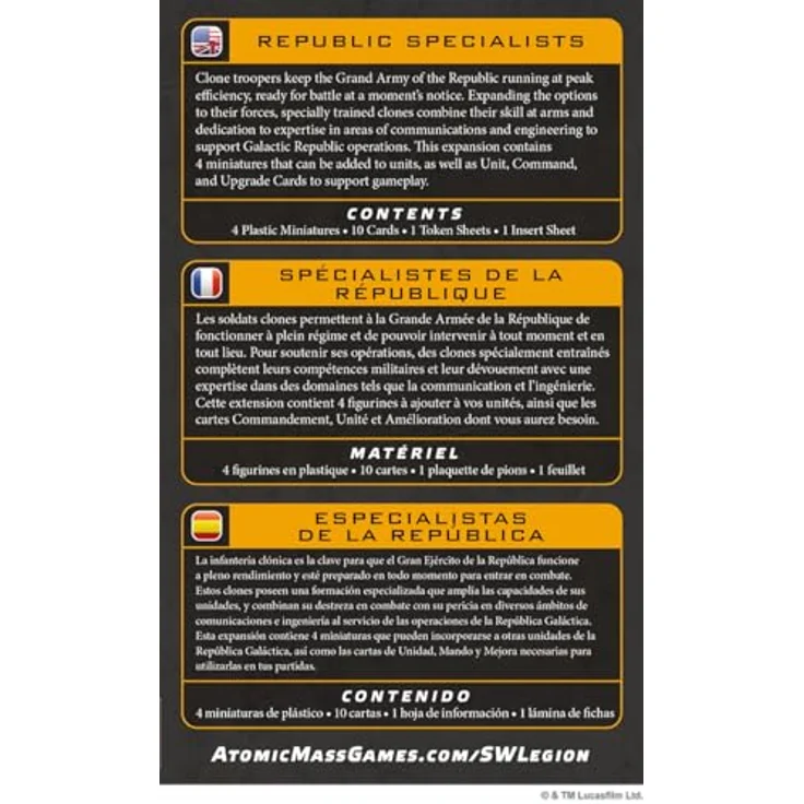 Chaosium Inc. Star Wars Legion Republic Specialists, Miniaturen Spiel Erweiterung mit 4 detaillierten Miniaturen und Strategiekarten, EN Version – Bild 4