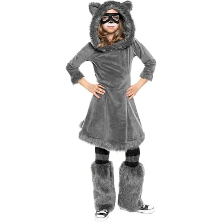 Maskworld Frecher Waschbär/Kleiner Wolf Kinderkostüm - 2-in-1, flauschig, grau - Karneval, Halloween & Motto-Party – Bild 1