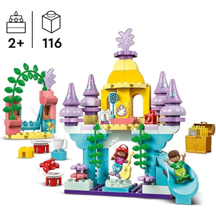 LEGO DUPLO, Disney Arielles magischer Unterwasserpalast, Lernspielzeug zu Arielle, die Meerjungfrau, Unterwasserschloss für Kinder ab 2 Jahren 10435, mit drehbarer Tanzfläche und beweglicher Schaukel – Bild 2
