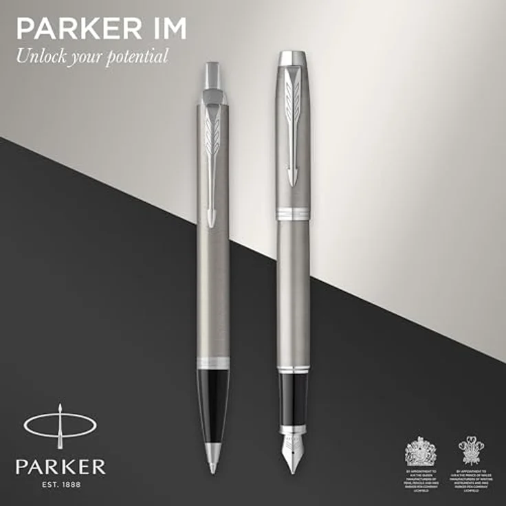 Parker Pen IM Geschenkset, Füllfederhalter und Kugelschreiber in eleganter Geschenkbox, Silber, 2er Set – Bild 2