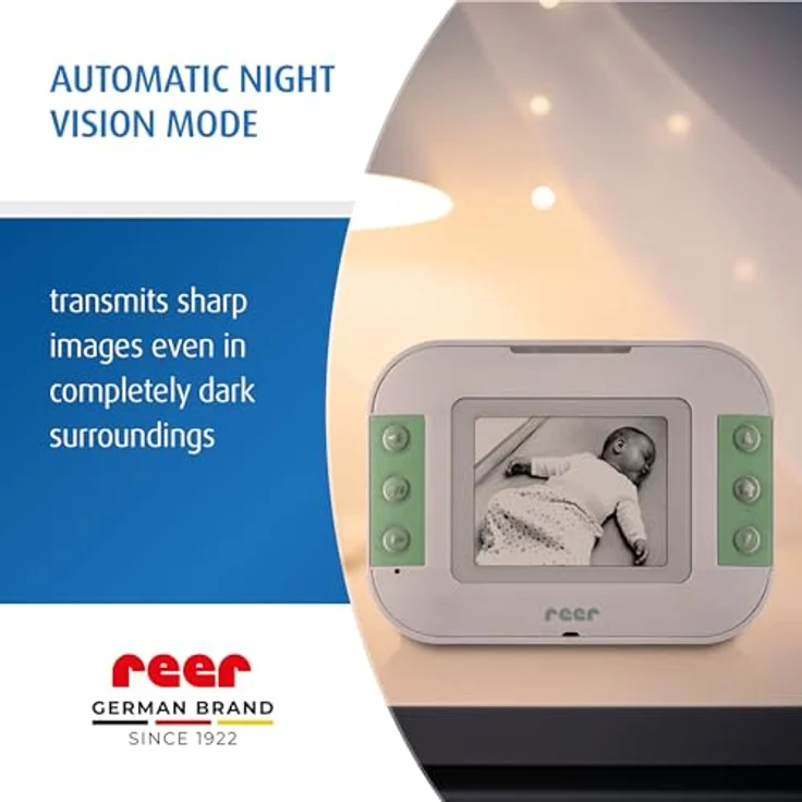 reer BabyCam S, Digitales Video-Babyphone mit 2,4" TFT-Farbbildschirm, abhörsicherer FHSS-Technologie, 300m Reichweite, Nachtsicht, Gegensprechfunktion und integrierten Schlafliedern – Bild 4